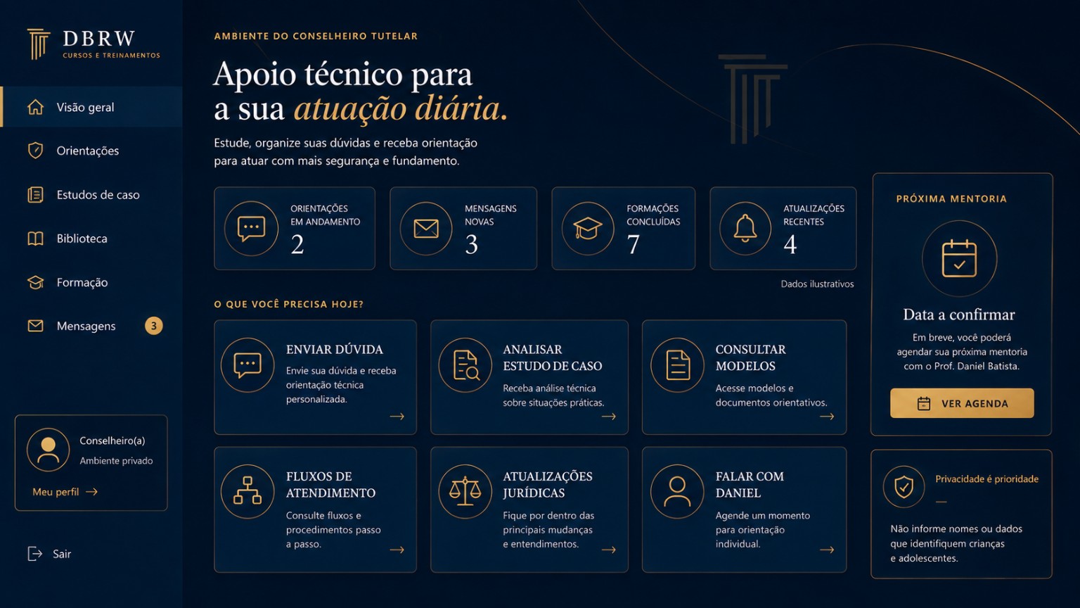 Prévia do ecossistema DBRW para Conselheiros Tutelares